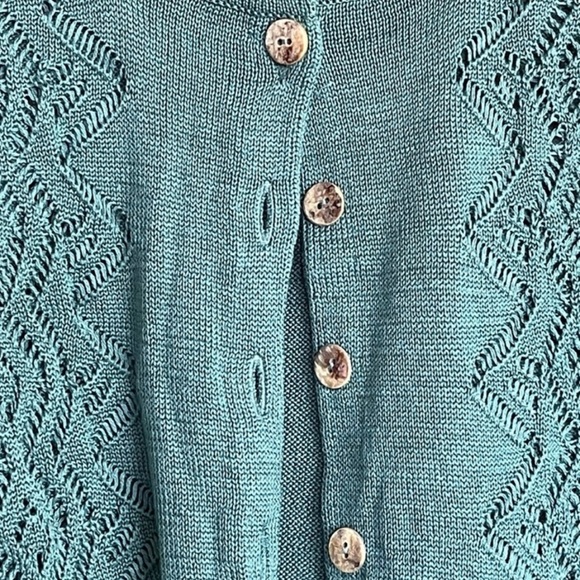 Peruvian Connection Aquamarine Chaco Lace Cardigan - Picture 4 of 7